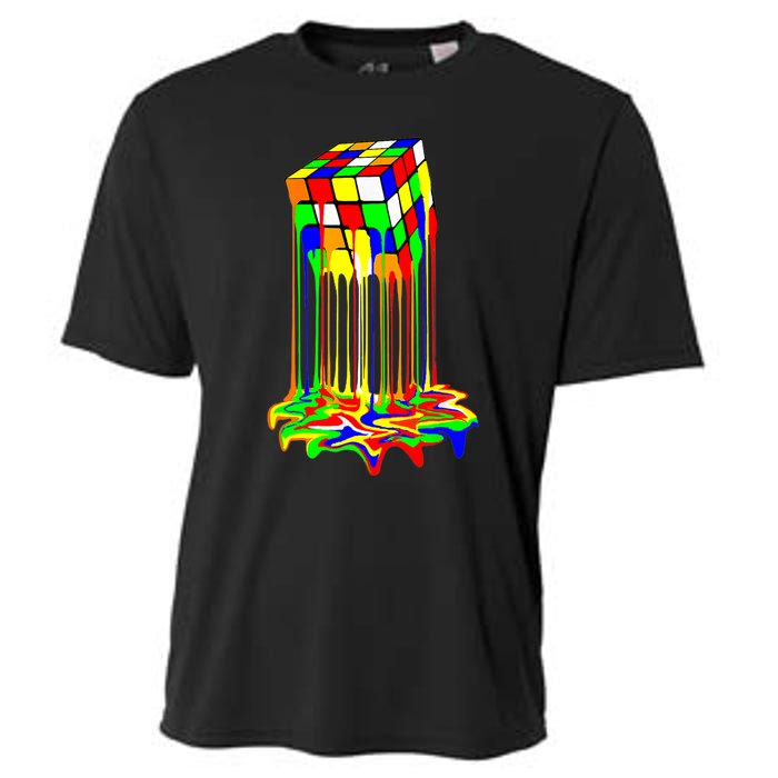 Awesome Graphic Melting Rubik Rubix Rubics Cube Cooling Performance Crew T-Shirt