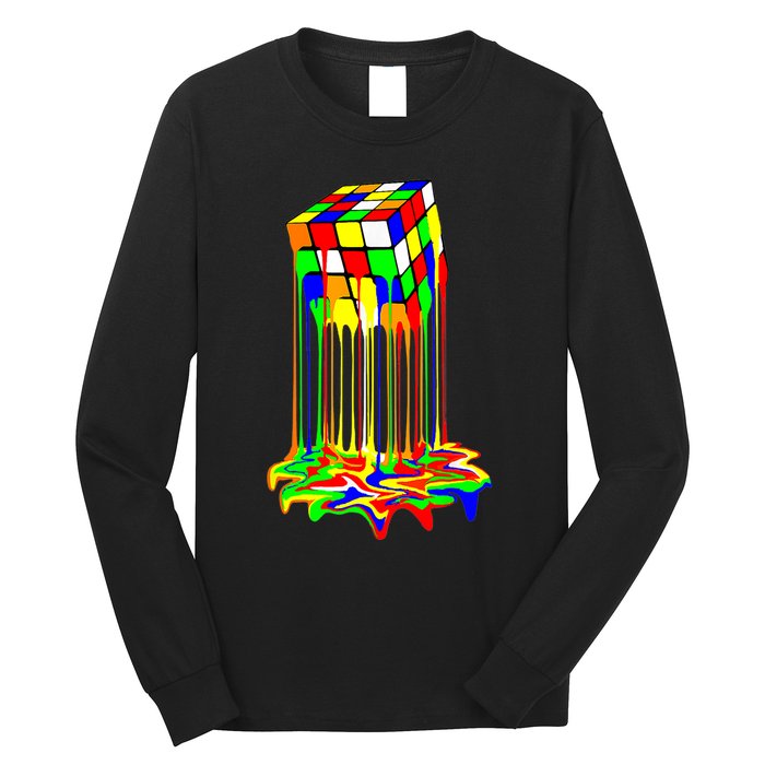 Awesome Graphic Melting Rubik Rubix Rubics Cube Long Sleeve Shirt