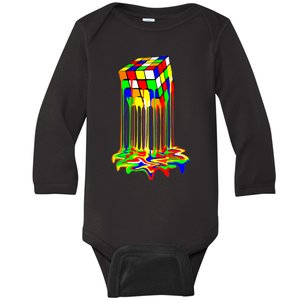 Awesome Graphic Melting Rubik Rubix Rubics Cube Baby Long Sleeve Bodysuit