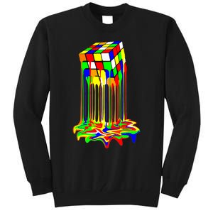 Awesome Graphic Melting Rubik Rubix Rubics Cube Tall Sweatshirt