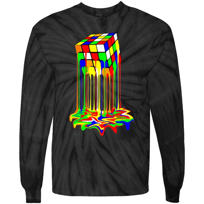 Awesome Graphic Melting Rubik Rubix Rubics Cube Tie-Dye Long Sleeve Shirt