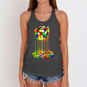 Awesome Graphic Melting Rubik Rubix Rubics Cube Women's Knotted Racerback Tank