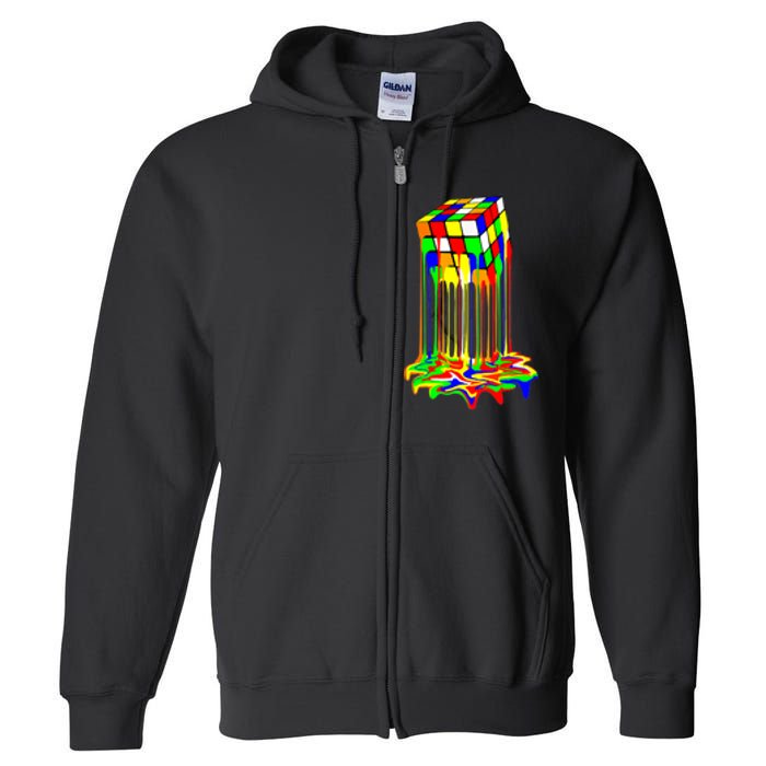 Awesome Graphic Melting Rubik Rubix Rubics Cube Full Zip Hoodie