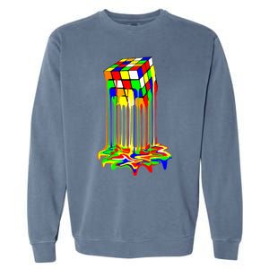 Awesome Graphic Melting Rubik Rubix Rubics Cube Garment-Dyed Sweatshirt