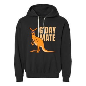 Australia GDay Mate Funny Kangaroo Australian Symbol Garment-Dyed Fleece Hoodie