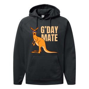 Australia GDay Mate Funny Kangaroo Australian Symbol Performance Fleece Hoodie