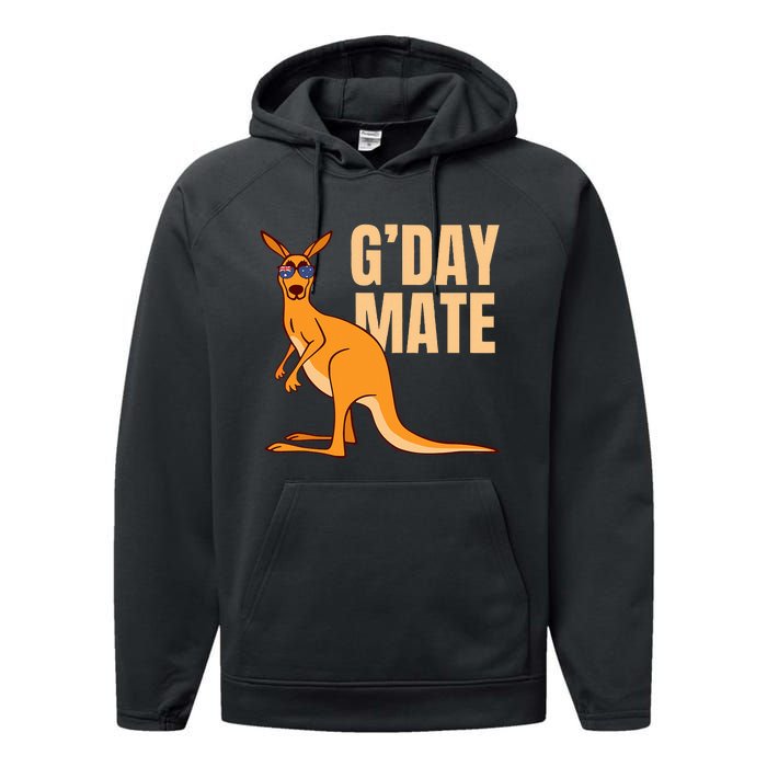 Australia GDay Mate Funny Kangaroo Australian Symbol Performance Fleece Hoodie