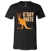 Australia GDay Mate Funny Kangaroo Australian Symbol V-Neck T-Shirt