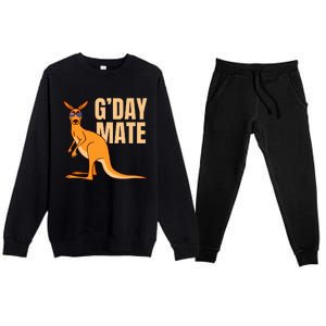 Australia GDay Mate Funny Kangaroo Australian Symbol Premium Crewneck Sweatsuit Set