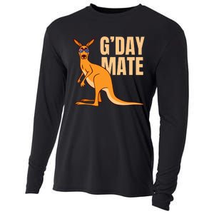 Australia GDay Mate Funny Kangaroo Australian Symbol Cooling Performance Long Sleeve Crew