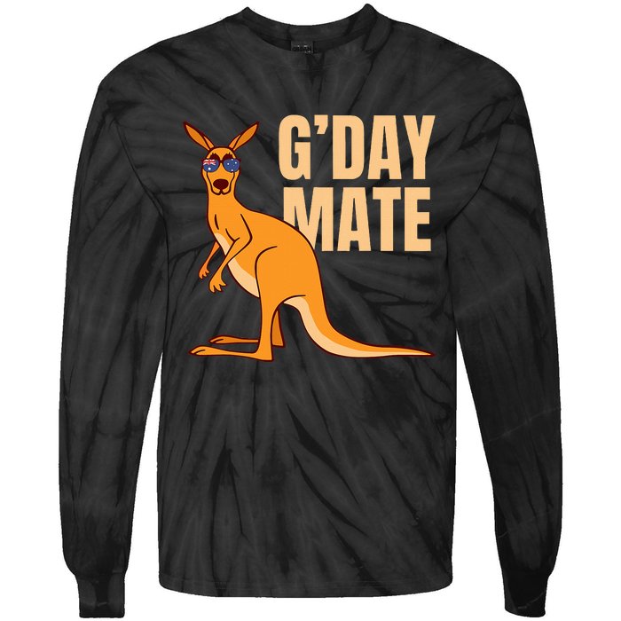 Australia GDay Mate Funny Kangaroo Australian Symbol Tie-Dye Long Sleeve Shirt