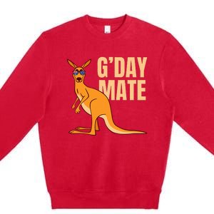 Australia GDay Mate Funny Kangaroo Australian Symbol Premium Crewneck Sweatshirt