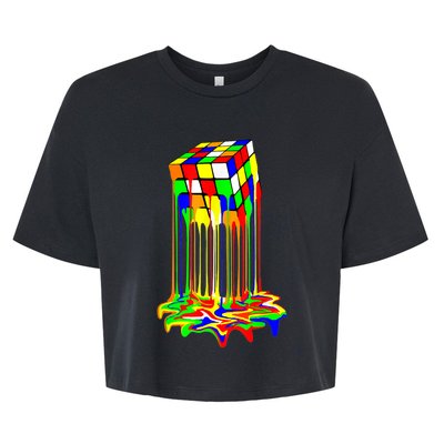 Awesome Graphic Melting Rubik Rubix Rubics Cube Bella+Canvas Jersey Crop Tee