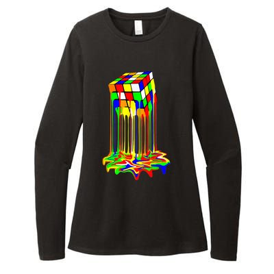 Awesome Graphic Melting Rubik Rubix Rubics Cube Womens CVC Long Sleeve Shirt