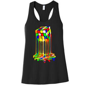 Awesome Graphic Melting Rubik Rubix Rubics Cube Women's Racerback Tank