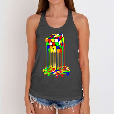 Awesome Graphic Melting Rubik Rubix Rubics Cube Women's Knotted Racerback Tank