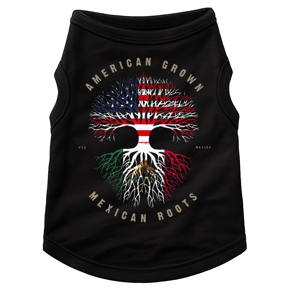 American Grown Mexican Roots Mexico Flag Doggie Tank