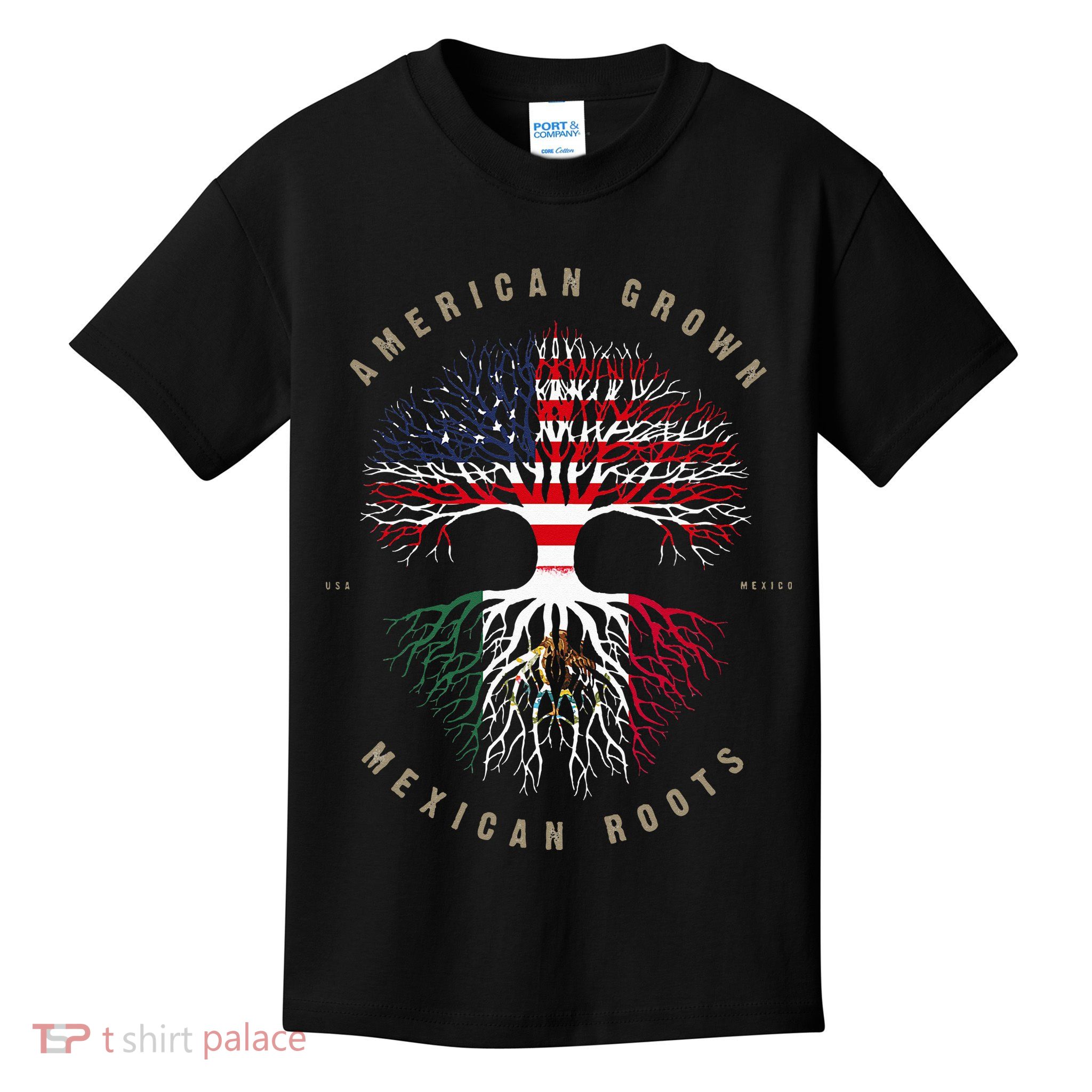 American Grown Mexican Roots Mexico Flag Kids T-Shirt