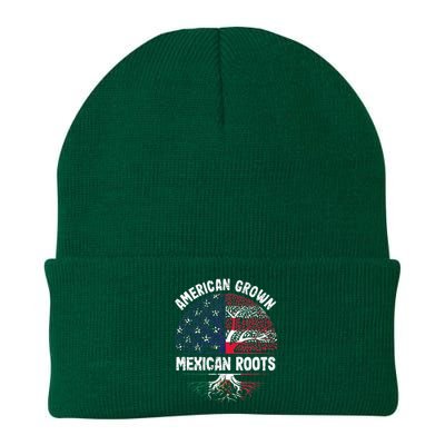 American Grown Mexican Roots USA Mexico Flag Heritage Pride Knit Cap Winter Beanie