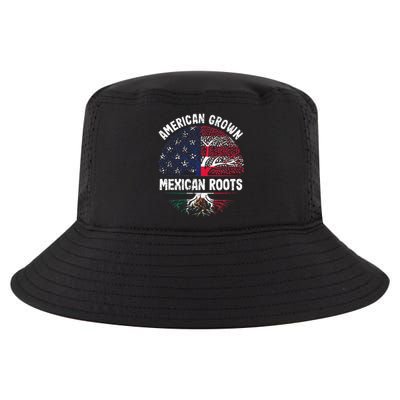 American Grown Mexican Roots USA Mexico Flag Heritage Pride Cool Comfort Performance Bucket Hat