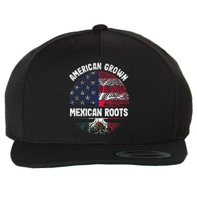 American Grown Mexican Roots USA Mexico Flag Heritage Pride Wool Snapback Cap