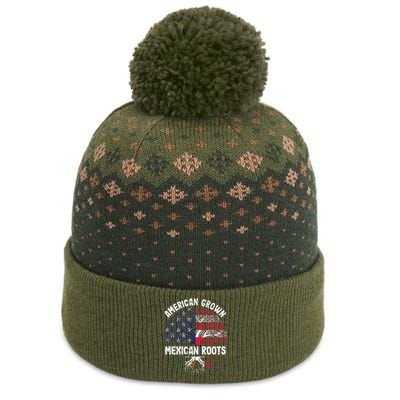 American Grown Mexican Roots USA Mexico Flag Heritage Pride The Baniff Cuffed Pom Beanie