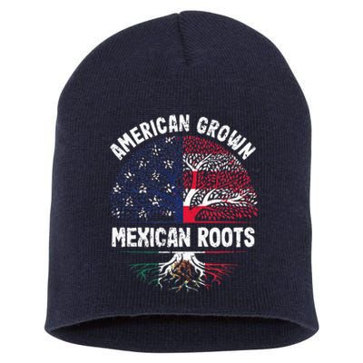 American Grown Mexican Roots USA Mexico Flag Heritage Pride Short Acrylic Beanie