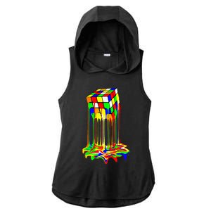 Awesome Graphic Melting Rubik Rubix Rubics Cube Ladies PosiCharge Tri-Blend Wicking Draft Hoodie Tank