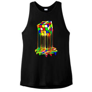 Awesome Graphic Melting Rubik Rubix Rubics Cube Ladies PosiCharge Tri-Blend Wicking Tank