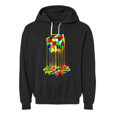 Awesome Graphic Melting Rubik Rubix Rubics Cube Garment-Dyed Fleece Hoodie