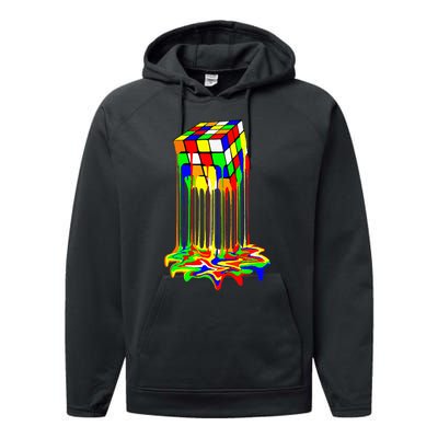 Awesome Graphic Melting Rubik Rubix Rubics Cube Performance Fleece Hoodie