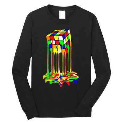 Awesome Graphic Melting Rubik Rubix Rubics Cube Long Sleeve Shirt