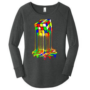 Awesome Graphic Melting Rubik Rubix Rubics Cube Women's Perfect Tri Tunic Long Sleeve Shirt