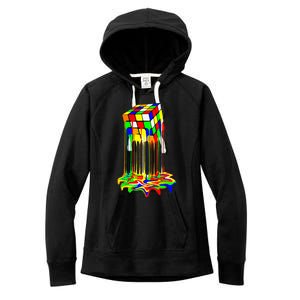 Awesome Graphic Melting Rubik Rubix Rubics Cube Women's Fleece Hoodie