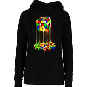 Awesome Graphic Melting Rubik Rubix Rubics Cube Womens Funnel Neck Pullover Hood