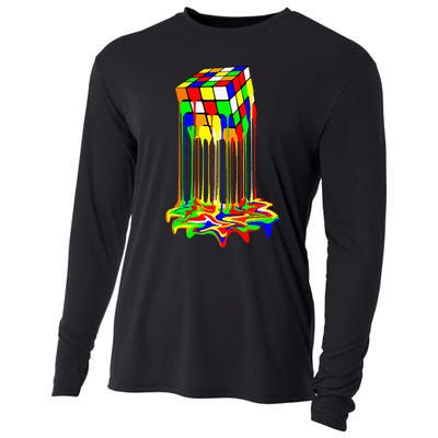 Awesome Graphic Melting Rubik Rubix Rubics Cube Cooling Performance Long Sleeve Crew