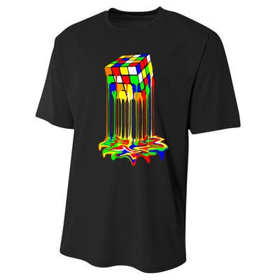 Awesome Graphic Melting Rubik Rubix Rubics Cube Performance Sprint T-Shirt