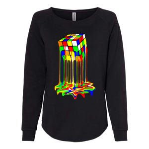 Awesome Graphic Melting Rubik Rubix Rubics Cube Womens California Wash Sweatshirt