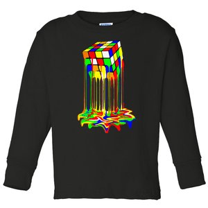 Awesome Graphic Melting Rubik Rubix Rubics Cube Toddler Long Sleeve Shirt