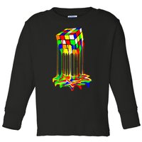 Awesome Graphic Melting Rubik Rubix Rubics Cube Toddler Long Sleeve Shirt