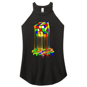 Awesome Graphic Melting Rubik Rubix Rubics Cube Women's Perfect Tri Rocker Tank