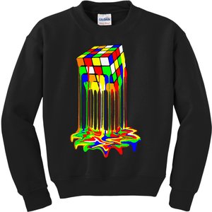 Awesome Graphic Melting Rubik Rubix Rubics Cube Kids Sweatshirt