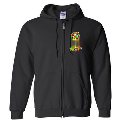 Awesome Graphic Melting Rubik Rubix Rubics Cube Full Zip Hoodie