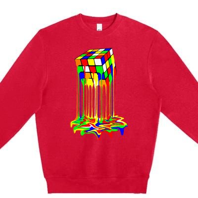 Awesome Graphic Melting Rubik Rubix Rubics Cube Premium Crewneck Sweatshirt