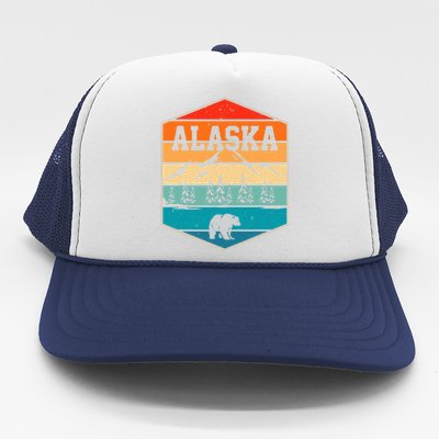 Alaskan Glacier Mountains Landscape Bear Animal Retro Alaska Trucker Hat