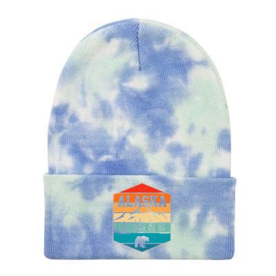 Alaskan Glacier Mountains Landscape Bear Animal Retro Alaska Tie Dye 12in Knit Beanie