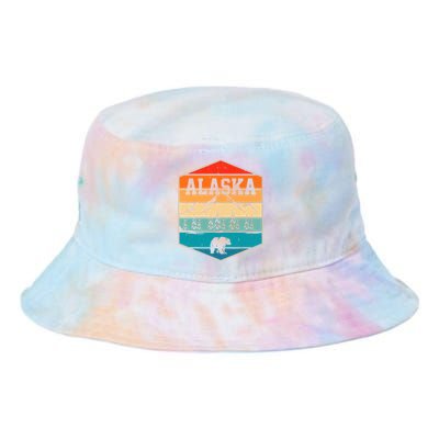 Alaskan Glacier Mountains Landscape Bear Animal Retro Alaska Tie Dye Newport Bucket Hat