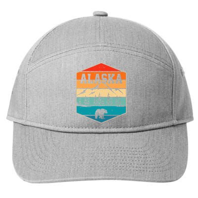 Alaskan Glacier Mountains Landscape Bear Animal Retro Alaska 7-Panel Snapback Hat