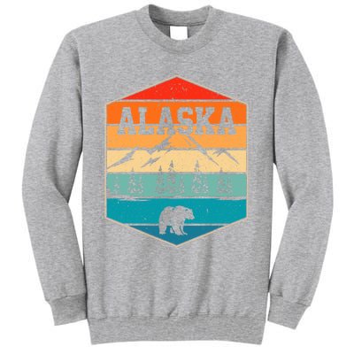 Alaskan Glacier Mountains Landscape Bear Animal Retro Alaska Tall Sweatshirt