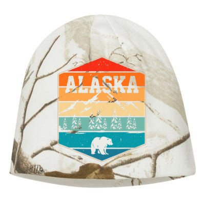 Alaskan Glacier Mountains Landscape Bear Animal Retro Alaska Kati - Camo Knit Beanie